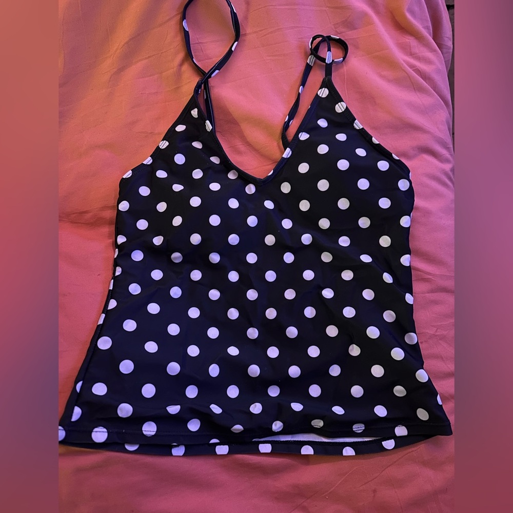 Bobbie Brooks Black and White Polka Dot Swimsuit Top
